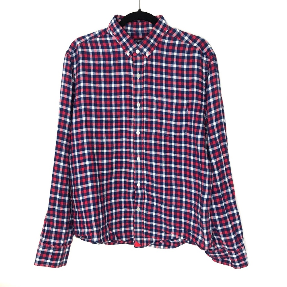 UNTUCKit Gingham Plaid Check Linen Button Down